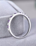 2Ct Round Diamond Purple Amethyst Half Eternity Weding Band 14K White Gold Over
