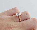 2ct Emerald Cut Diamond Engagement Ring Milgrain Filigree 14k Rose Gold Finish