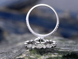 3Ct Round Diamond Bridal Set Engagement Ring Vintage Band 18K White Gold Finish