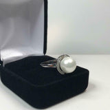 2.1ct Round Cut Diamond Halo Solitaire Pearl Engagement Ring 14k White Gold Over