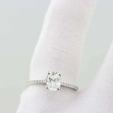 1.6ct Oval Cut Diamond 4 Prong Solitaire with Accents Ring 14k White Gold Finish