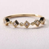 Open Link Stackable Minimalist Band 1ct Princess Cut Diamond 14k YellowGold Over
