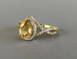 2ct Pear Cut Yellow Sapphire Halo Infinity Engagement Ring 14k YellowGold Finish