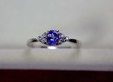 0.55ct Engagement Ring Oval Cut Tanzanite Dainty Minimalist 14k White Gold Over