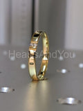 0.1ct Round Cut Moissanite Two Stone Tension Set Wed Band 14k Yellow Gold Plated