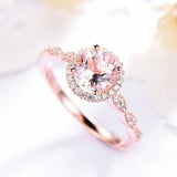 2ct Round Cut Peach Morganite Engagement Ring Diamond Halo 14k Rose Gold Finish
