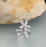 1ct Round Cut VVS1D Diamond Engagement Ring Flower Bypass 14k White Gold Finish