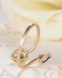 1ct Pear Blue Sapphire Two Stone Open Bypass Engagement Ring 14k YellowGold Over