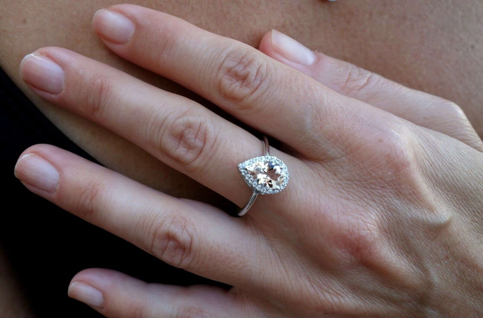 Oval Peach Morganite & Diamond Halo Engagement Ring Rose Gold