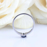 0.5ct Round Cut Blue Sapphire Tension Set Solitaire Ring 14k White Gold Finish