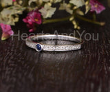 0.3ct Round Cut Simulated Sapphire Bezel Engagement Ring 14k White Gold Plated