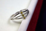 0.16ct Engagement Ring Round Cut Yellow Sapphire Split Band 14k WhiteGold Finish
