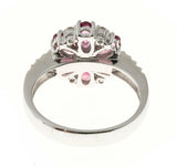 2.5ct Oval Cut Pink Ruby Engagement Ring Flower Solitaire 14k White Gold Finish
