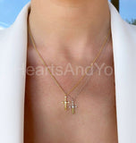 0.1ct Round Cut Moissanite Sword Dagger Pendant Chain 14k Yellow Gold Plated