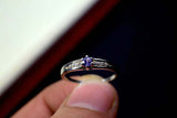 0.3ct Round Cut Blue Tanzanite Diamond Accent Solitaire Ring 14k White Gold Over