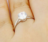 Solitaire Engagement Ring 0.3ct Round Cut VVS1D Diamond 14k White Gold Finish