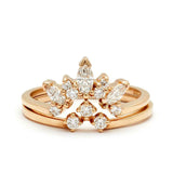1.5ct Marquise Cut Diamond Engagement Ring 14k Rose Gold Finish Crown Bridal Set