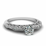 0.5ct Round Cut Diamond Filigree Solitaire Engagement Ring 14k White Gold Finish