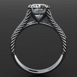 Split Shank Band Engagement Ring 1.7ct Cushion Cut Diamond 14k White Gold Finish