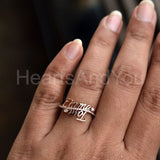 0.5ct Round Cut Moissanite Custom Couple Name Women Ring 14K Yellow Gold Plated
