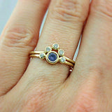 1.2ct Round Cut Blue Tanzanite Engagement Ring Bridal Set 14k Yellow Gold Finish