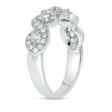 2.7ct Wedding Ring Band Round Cut Diamond Cluster Wave 14k White Gold Finish