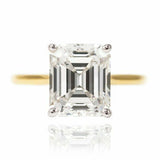 1ct Emerald Cut Diamond Engagement Ring Solitaire Women 14k Yellow Gold Finish