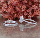 4Ct Oval Cut Diamond Elegant Bridal Set Halo Ring Band 14K White Gold Finish