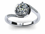 1ct Round Cut Diamond Swirl Twist Solitaire Engagement Ring 14k WhiteGold Finish