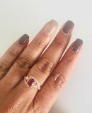 2ct Cushion Cut Pink Ruby Engagement Ring Swirl Round Accents 14k Rose Gold Over