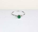 0.5ct Engagement Ring Round Cut Emerald Minimalist Trilogy 14k White Gold Finish