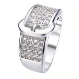 2.1ct Round Cut Diamond Engagement Ring 14k White Gold Finish Belt Unique Design