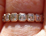 Bezel Set Half Eternity Wedding Band 2ct Asscher Cut Diamond 14k RoseGold Finish