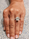2.3ct Emerald Simulated Diamond Single Prong Accents Ring 14k White Gold Plated