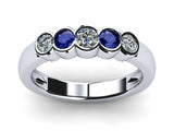 2.1ct Round Cut Alternate Sapphire Diamond Five Stone Band 14k White Gold Finish