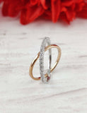 0.3ct Round Cut Moissanite Criss Cross Stackable Wed Band 14k Dual Gold Plated