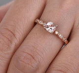 1ct Cushion Cut Peach Morganite Diamond Accent Solitaire Ring 14k Rose Gold Over