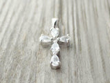 1.6ct Pear Cut VVS1D Diamond Cross Pendant 14k White Gold Finish NO CHAIN