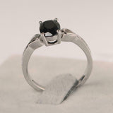 1ct Oval Cut Black Diamond Solitaire Infinity Shank Ring 14k White Gold Finish