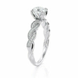 3Ct Round Cut Diamond Twist Accent Solitaire Engagement Ring 14K White Gold Over