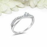 1.2ct Round Cut Diamond Wedding Band Infinity Criss Cross 14k White Gold Finish