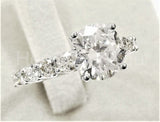 2.25ct Round Cut Moissanite Solitaire with Accents Ring 14k White Gold Plated