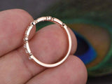 1ct Round Cut Diamond Wedding Band Milgrain Half Eternity 18k Rose Gold Finish