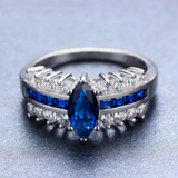 2ct Marquise Cut Blue Sapphire Antique Engagement Ring 14k White Gold Over Women