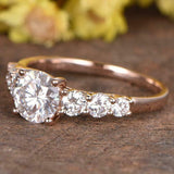 2.3ct Round Cut Diamond Engagement Ring Accents Solitaire 14k Rose Gold Finish