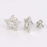 Open Star Design Stud Earrings 1.7ct Round Cut VVS1D Diamond 14k White Gold Over