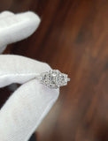 3ct Emerald Cut Diamond Halo Trilogy Gatsby Engagement Ring 14k White Gold Over