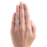 2.2ct Oval Cut Blue Topaz Engagement Ring Diamond Halo 14k White Gold Finish