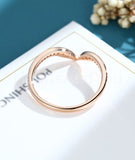 0.15ct Round Cut Moissanite Curved Women Wedding Band 14k Rose Gold Plated