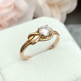 0.5ct Engagement Ring Round Cut Diamond Knot Split Shank 14k Yellow Gold Finish